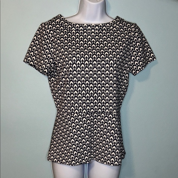 Ann Taylor Tops - Ann Taylor Blue and Cream Print Peplum Blouse, XS